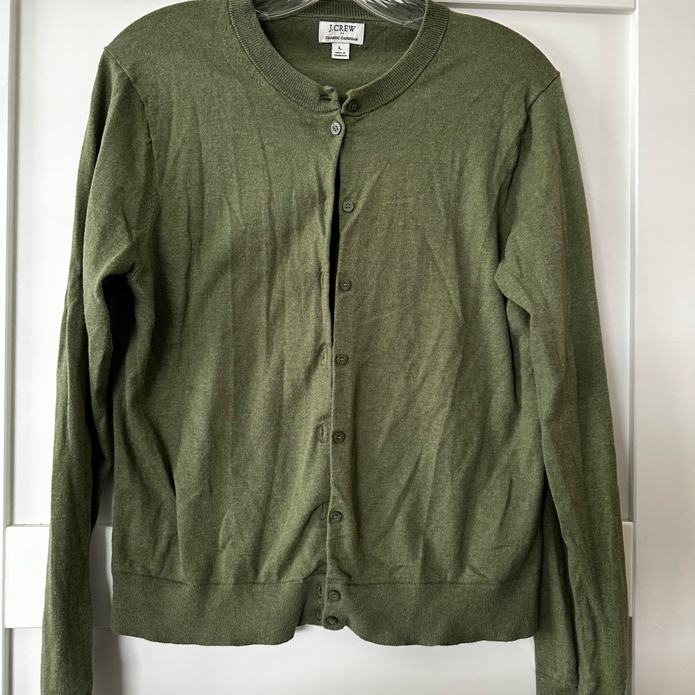 J. Crew Olive Button-Up Sweater